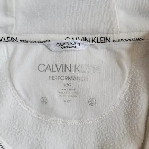 CALVIN KLEIN PERFORMANCE Fleece Jacket Womens Large White Embroidered Zip Hoodie - Picture 14 of 15
